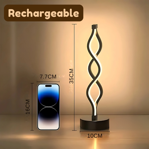 Modern Spiral LED Table Light Bedside Desk Night Lamp USB Rechargeable 3 Colors - Picture 2 of 6