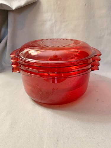 Tupperware Microwave Stack Cooker Steamer Cranberry Red 5 Pc. Set TupperWave