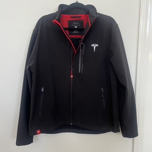 Tesla Motors NWOT Rare Black Employee Soft Shell Full Zip Logo Jacket Men's L