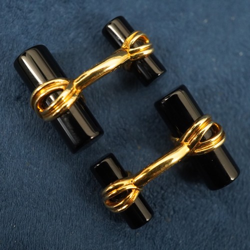 Tiffany & Co. 18k Gelbgold & Onyx Manschettenknöpfe in Original Box - kostenloser Versand USA