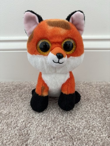 Ty Beanie Boos "Meadow" The Fox Plush Toy Orange White Black 6" Glitter Eyes