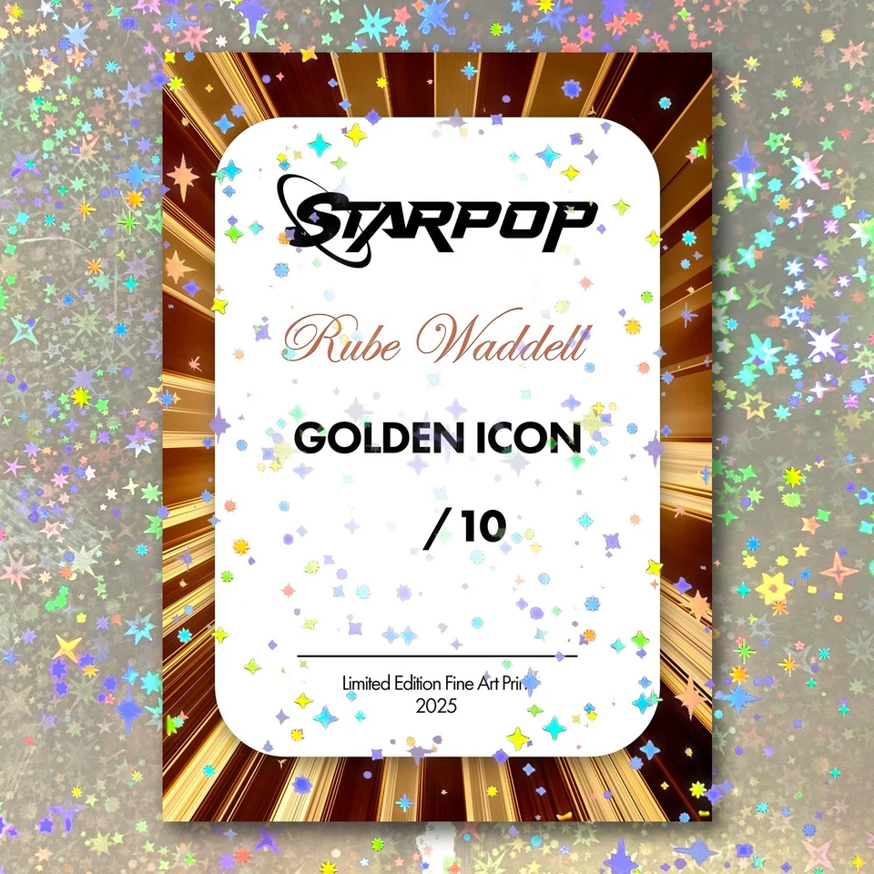 Rube Waddell Holographic Golden Icon Card 01/10 Starpop Signed Fine Art Print - Image 2 of 2