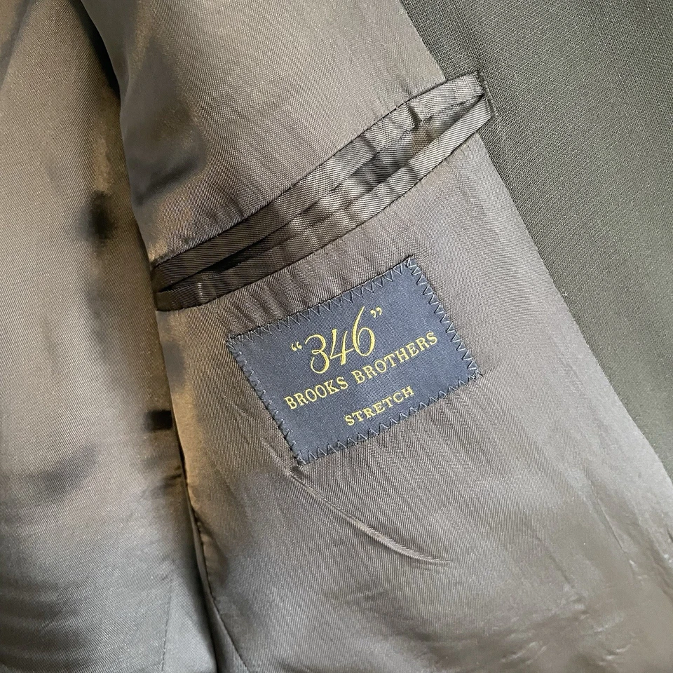 Костюм мужской Brooks Brothers 346 38S черный шерстяной эластичный 2 предмета брюки куртка - Изображение 2 из 4