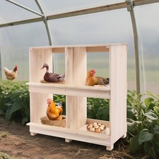 2 Tier Chicken Laying Boxes 4 Hole Nesting Box for Chickens Wooden Nesting Boxes