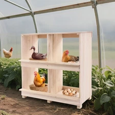 2 Tier Chicken Laying Boxes 4 Hole Nesting Box for Chickens Wooden Nesting Boxes