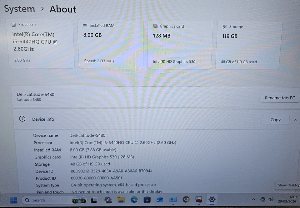 Dell Latitude 5480 · i5-6440HQ · 8GB · 128GB, photo 4 of 5