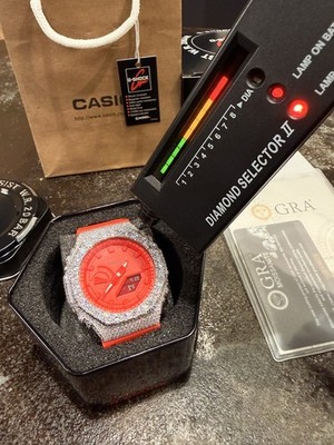 Casio G Shock GA-2100 Watch with Moissanite Bezel Iced Diamond Men's