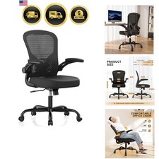 Silla de Oficina Silla de Computadora de Malla Ergonómica con Reposabrazos Abatibles Elegante Trabajo...