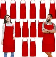 12 Pack Bib Apron,Aprons Bulk,Unisex Plain Aprons with 2 Pockets,Blank Apron wit