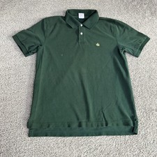 Brooks Brothers Polo Shirt Mens Medium Green Gold Sheep Logo Performance Casual