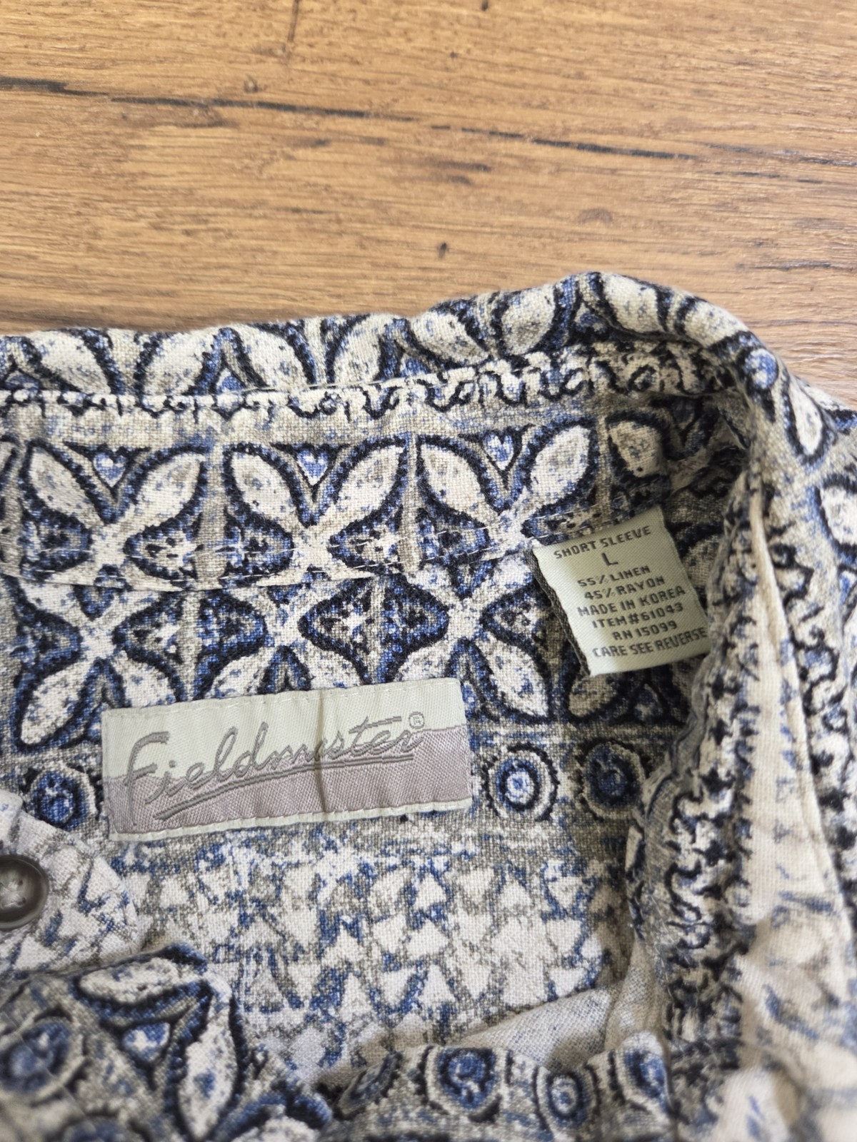 Fieldmaster Size Large Patterned Linen Rayon Shor… - image 2