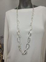 Biba Modeschmuck Lange Kette Halskette Accessoires Neu Silberfarben