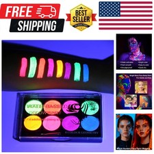 Neon Face Paint,UV Blacklight Glow Face Paint,8 Bright Colors Neon Fluorescen...