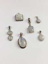 Collection of 6 x Sterling Silver 925 Rainbow Moonstone Pendants