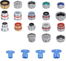 18pcs Faucet Adapter Kit Brass Metal Faucet Aerator Adapter Set, Male Female ...