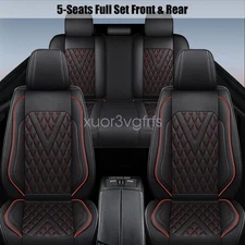 For Toyota Camry Luxury PU Leather Car 5-Seat Covers Front & Rear Full Set Mat