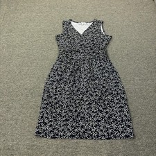 Lark & Ro Dress Womens 8 Black Floral Sleeveless V Neck Fit & Flare Knee Length