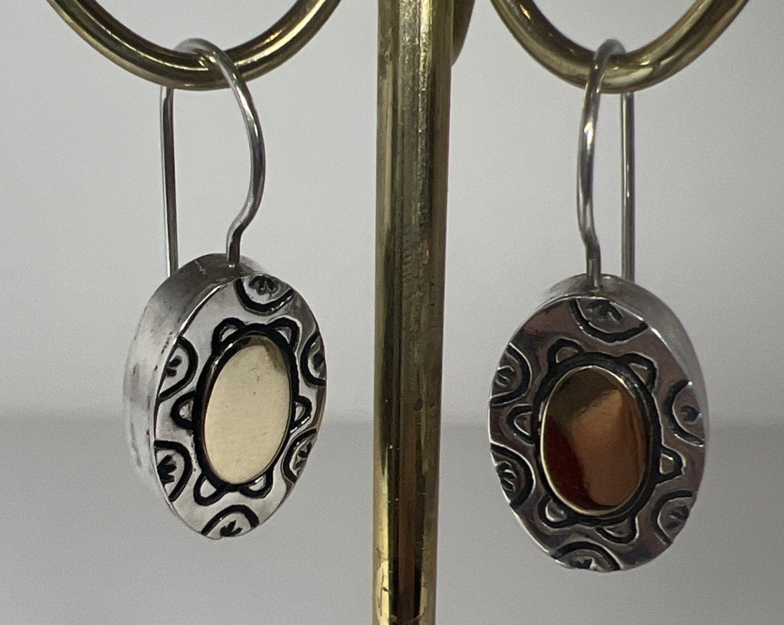 Solid 925 Sterling Silver Whimsical Design Copper… - image 1