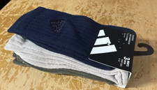 NWT new Adidas 3-pack Crew Socks Navy Blue Beige Olive Mens L Large sz 6-12 