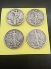 Silver Half Dollar Walking Liberty Coins Lot 1941 1942 1943 1944 (4 total)