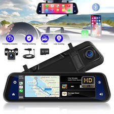 4K 10" Dashcam Dual Lens Kamera Auto DVR Rückfahrkamera Spiegel Videorecorder