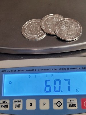 3pc .999 Silver $7 Seven Dollar Casino Gaming Token Foxwoods