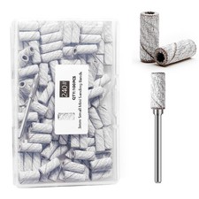 100pcs Nail Drill Bits Small Sanding Bands with Upgrade 3.1mm Mandrel Bit, 240