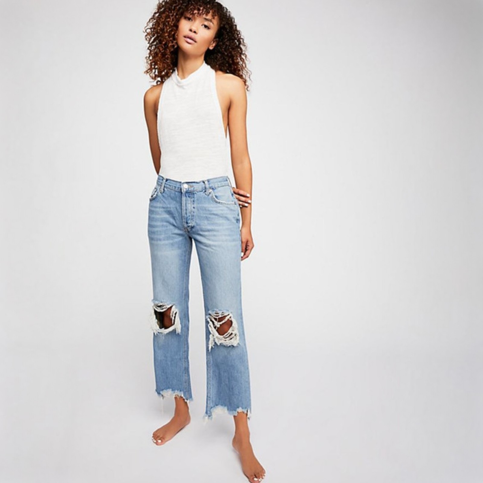 Free People Maggie  Straight Leg Cropped Jeans Women's 28 (32