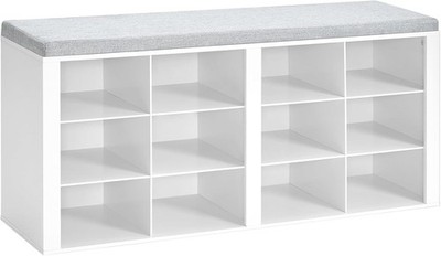Hzuaneri Schuhbank, 12 Fächer, Weiß-Grau, 104x30x49cm - Neuwertig