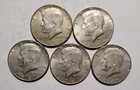 Kennedy Half Dollar, 40 percent silver, lot of 5 circulated coins