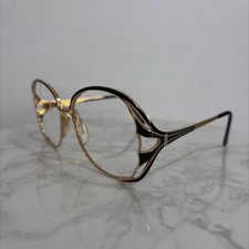Tura 825 EBO HGP Vintage Oversized Round Gold Black Eyeglasses Japan G29 READ