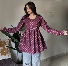 Women Printed Cotton Blend Kurti Set Indian Casual Wear Ethnic Top Kurta Set