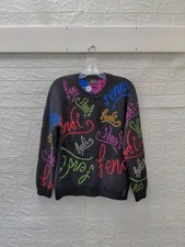 Pre-owned Fendi X Noel Fielding Script Logo Intarsia Wool Men's Sweater Sz 52...