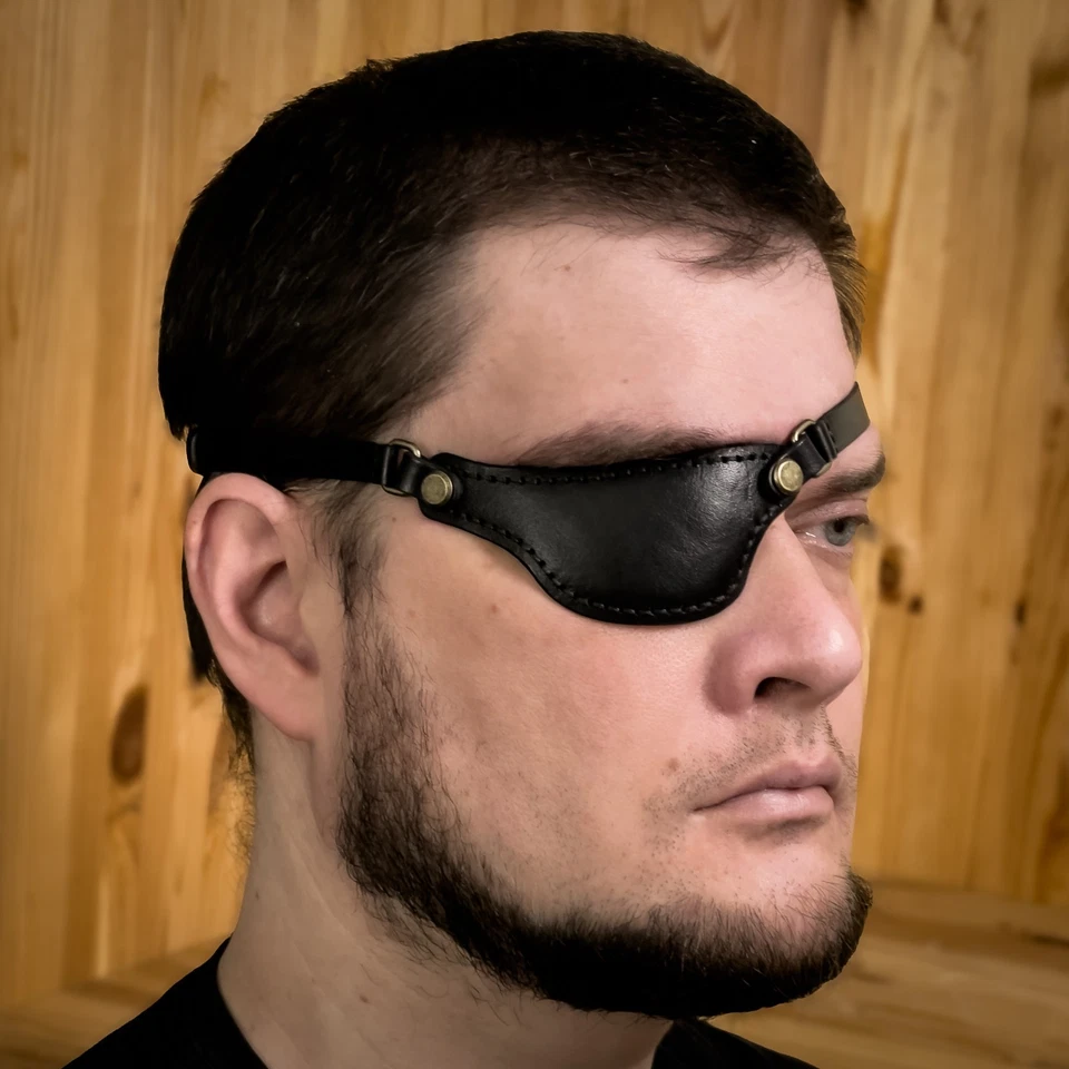 4 in 1 kit, occluder black leather eye patch, pirate eye patch, cosplay - Image 2 of 4