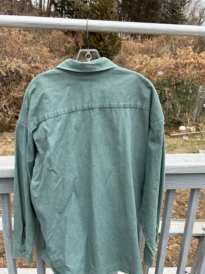 Camisa vintage Stahl's Derby CT JEEP para hombre XXL abotonada L/S con cuello verde Foto 2 de 4