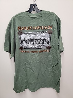 NWT Harley Davidson Prague, Czech Republic Green T-Shirt Men's
