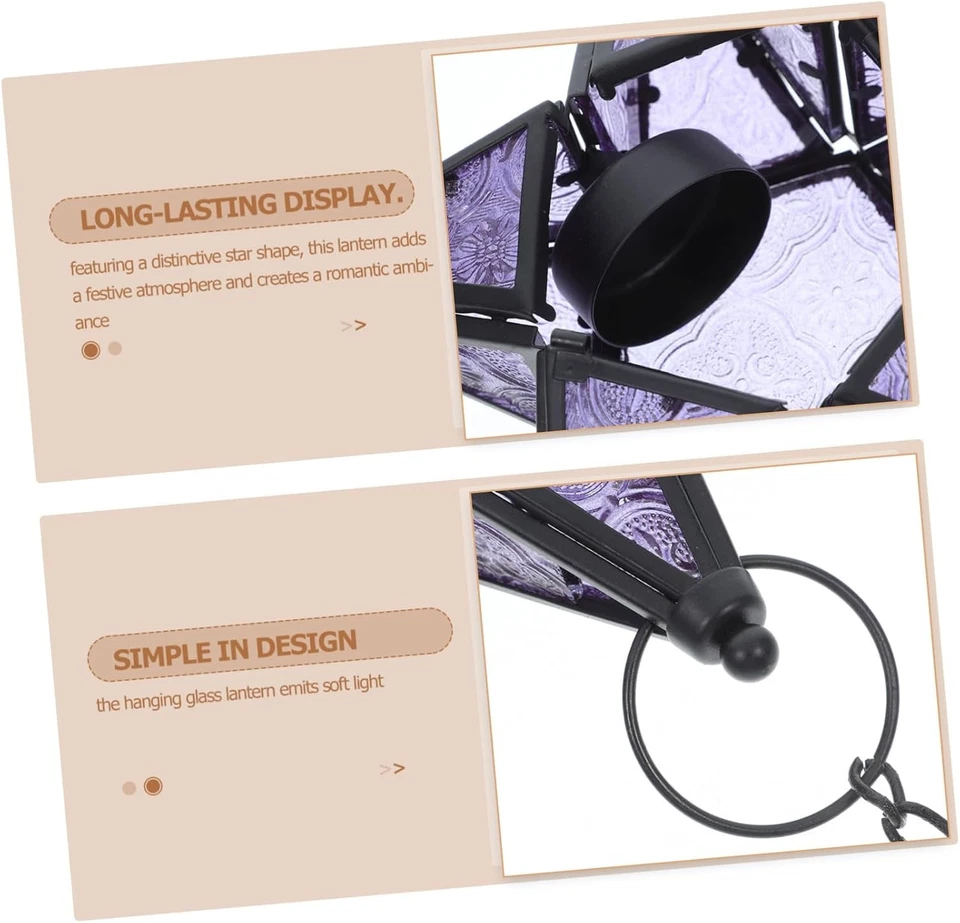 Decorative Purple Star Hanging Candle Holder for Christmas Holiday Gifts Parties - Image 2 of 4