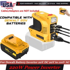 w/LED 220W Power Inverter/5.0AH Battery For Dewalt 20V DCB205 DC 20V to AC 110V