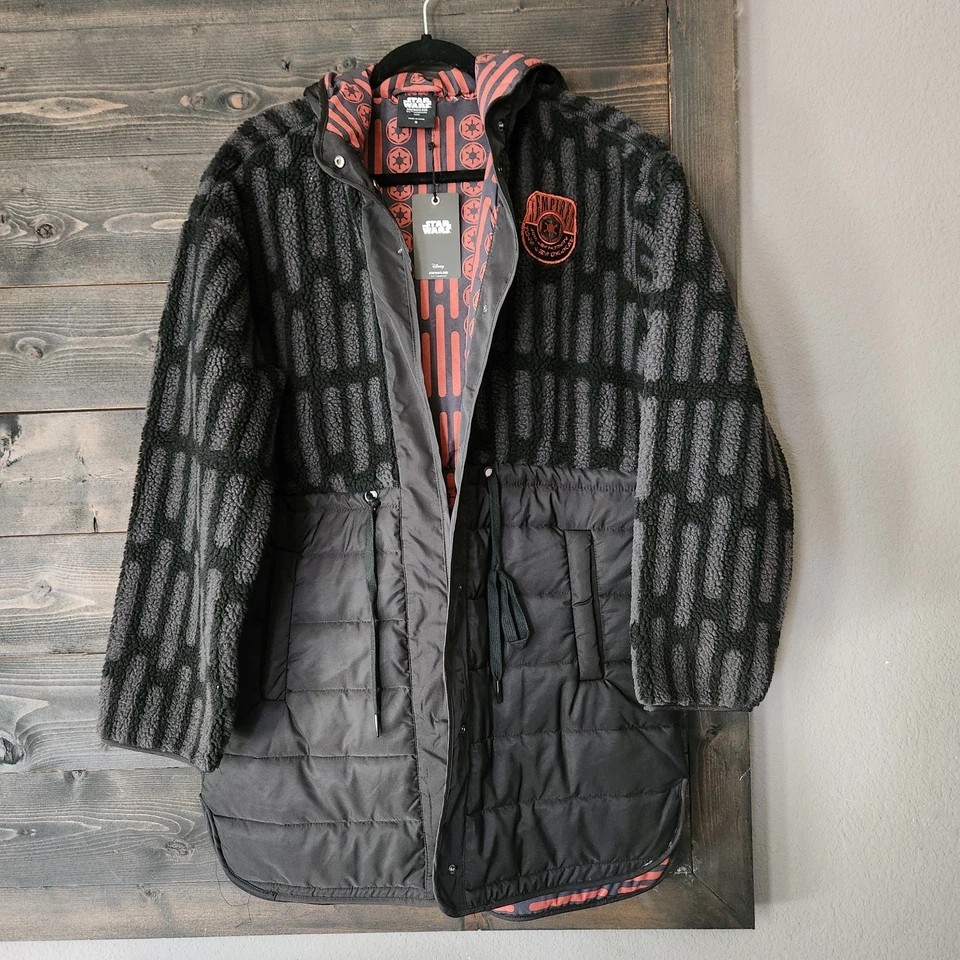 Heroes & Villains Star Wars Imperial Sherpa Puffer Jacket M Long Hooded NWT - Image 3 of 4