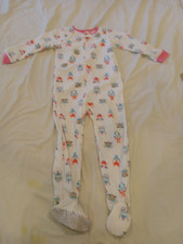 Carter's Girl's Size 5T White Kitty Design PJ Pajama Full Zip One Piece