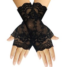 monochef Women Short Lace Gloves Sunblock Fingerless Bridal Wrist Gloves Oper...