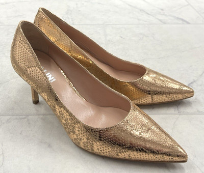 New Pollini Copper Laminated Snake Print Pumps Size: 39 (US 8.5)