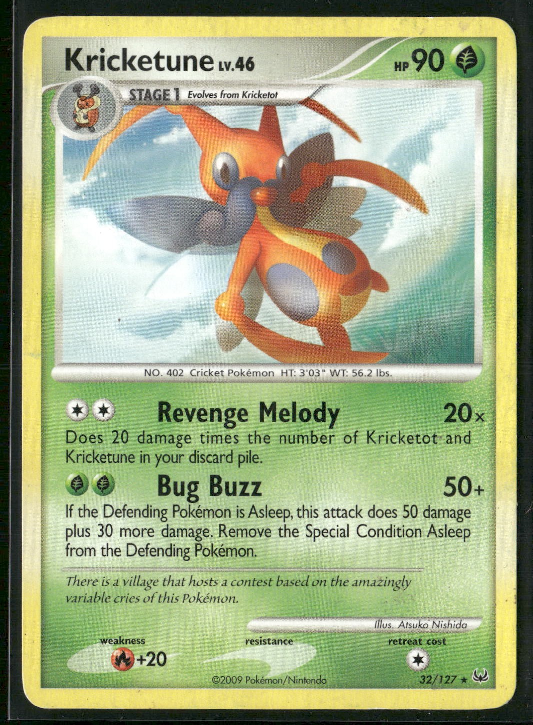 Kricketune 32/127 Rare Platinum Pokemon Near Mint