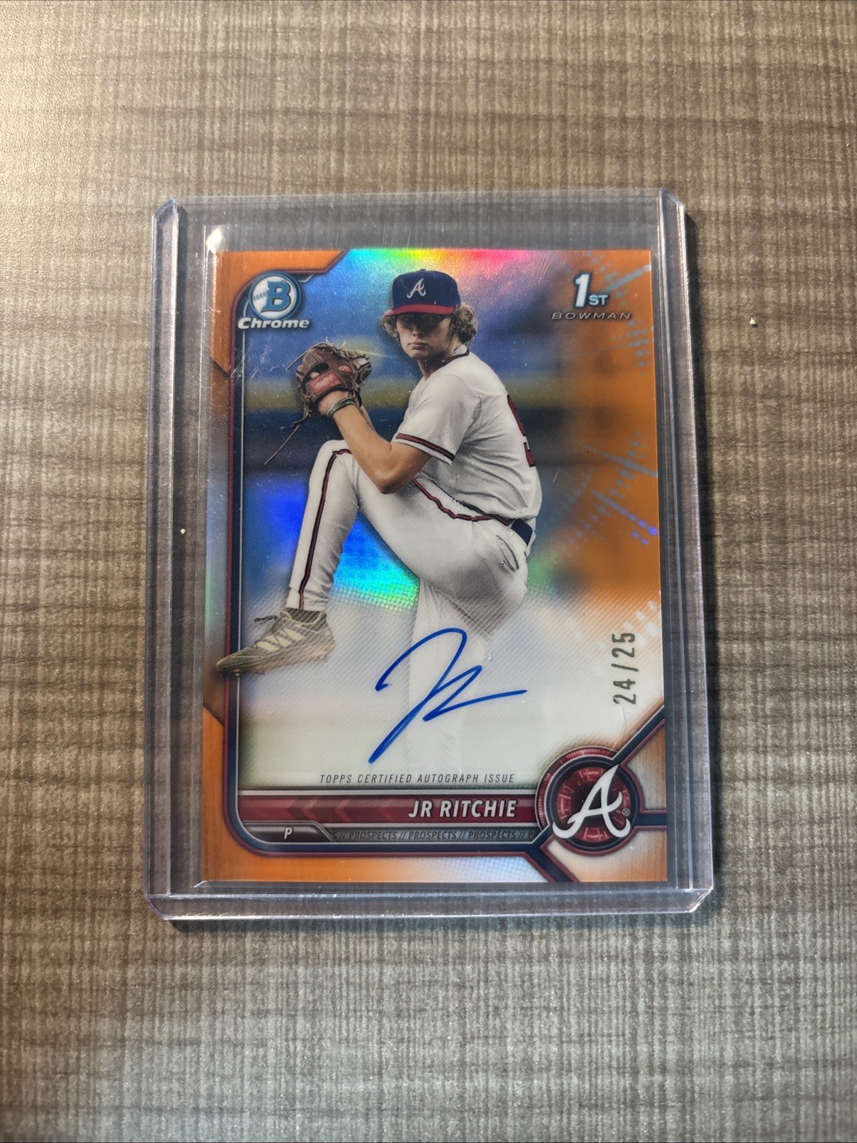 JR Ritchie Auto #/25 2022 1st Bowman Draft Chrome Draft Pick Orange Card Braves
