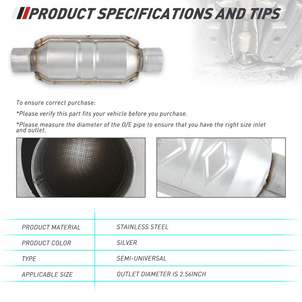 2.5" In/Out Catalytic Converter Stainless Steel Weld-On For Mazda Miata MX-5 - Image 3 of 4