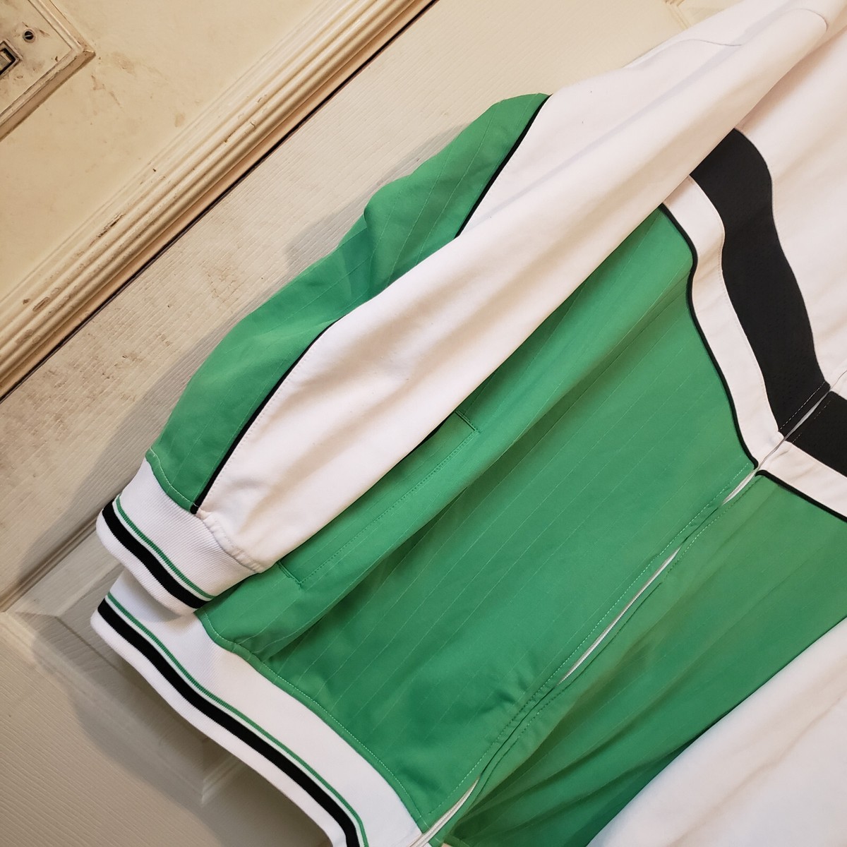 Ecko Unltd Jacket Mens 3XL White Green Track Varsity Satin Ecko Unltd Jacket Mens 3XL White Green Track Varsity Satin