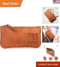 Timeless Genuine Leather Pencil Case with YKK Zippers - Ideal for Work or School