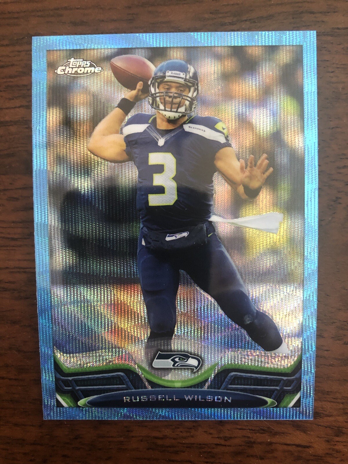 2013 Topps Chrome Russell Wilson Blue Wave Refractor
