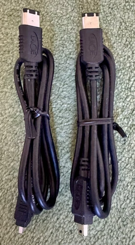 2x Lacie FireWire IEEE-1394 DV Cable 6 To 4 Pin PC To DV Out Cables