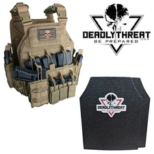 Urban Assault Desert Fox Tactical Vest Plate Carrier W/ Level III Armor Plates